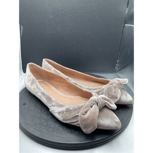New J Jill Simone Tan Suede Bow Flats Size 8.5